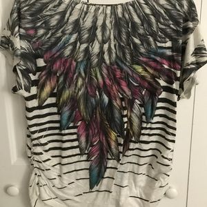Dressbarn scoop neck feather tee